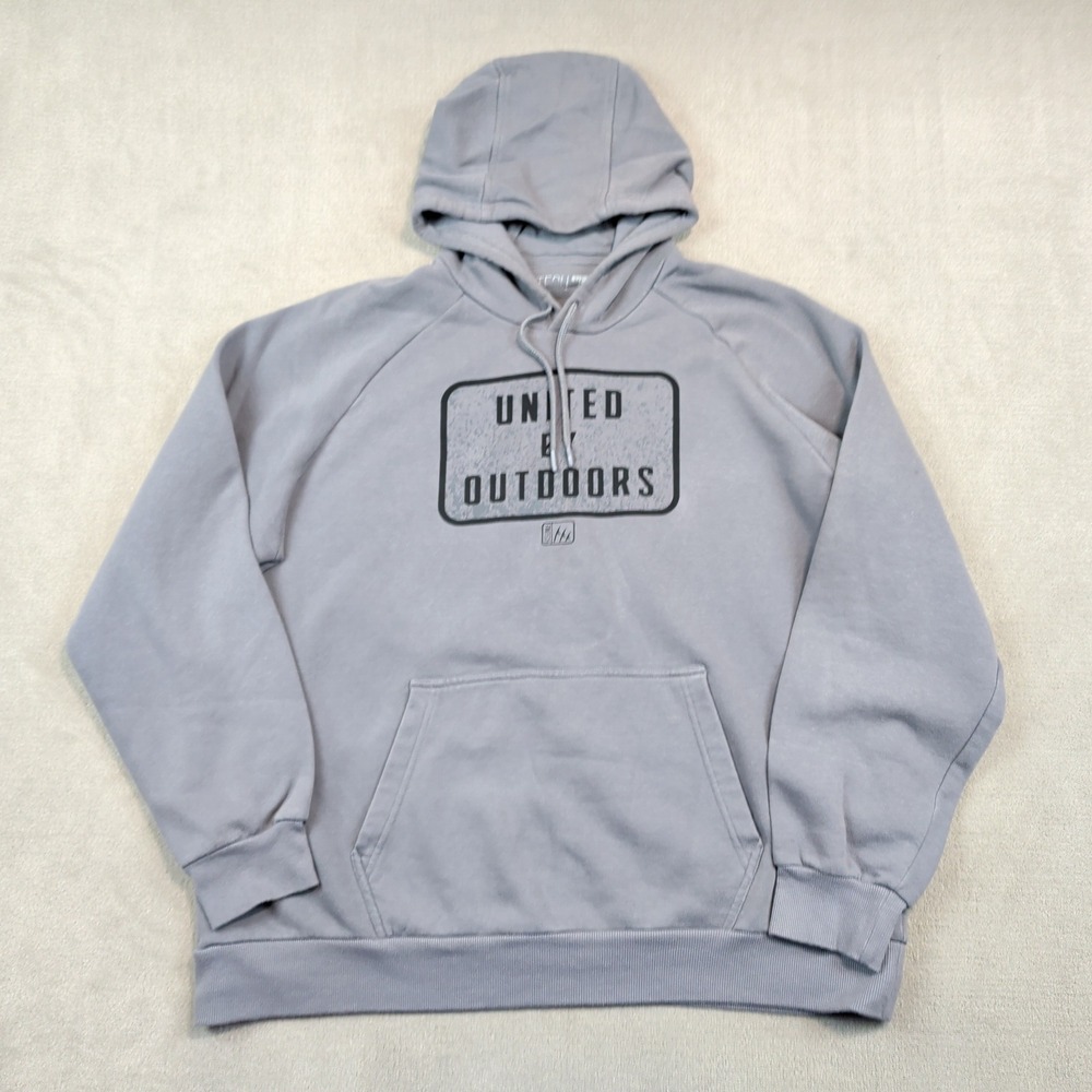 Fintech Gorpcore United By Outdoors Hoodie XL Gray Graphic Pullover Sweatshirt